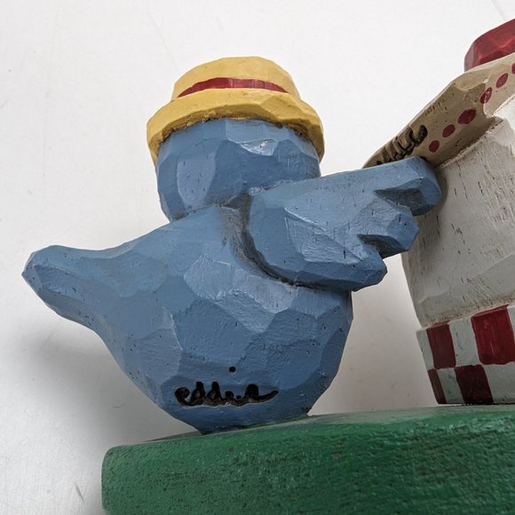 Vintage Eddie Walker Candle Holder Blue Bird Couple Birdhouse Holds 3 Candles - Picture 9 of 13